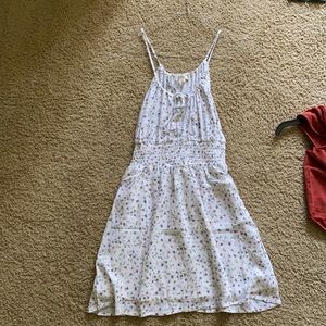 white dress w purple and yellow flowers